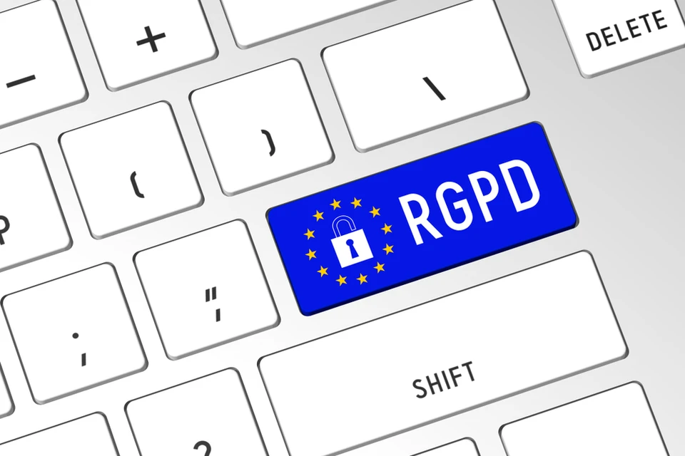 3D illustration/ 3D rendering - RGPD (French)/ GDPR (English) - General Data Protection Regulation